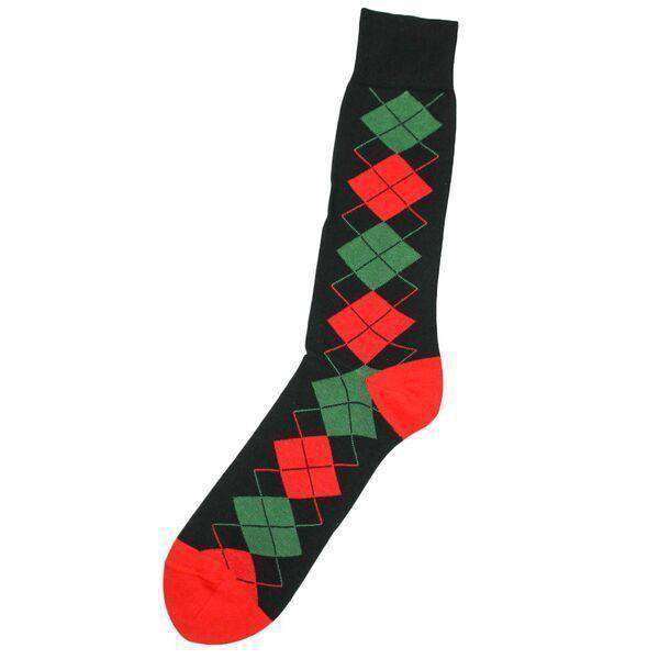 Christmas Argyle Socks in Black by Byford - Country Club Prep
