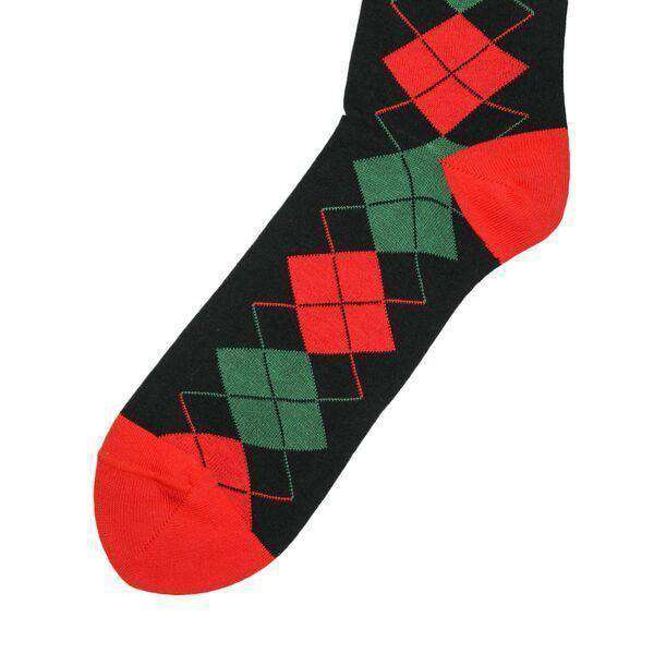 Christmas Argyle Socks in Black by Byford - Country Club Prep