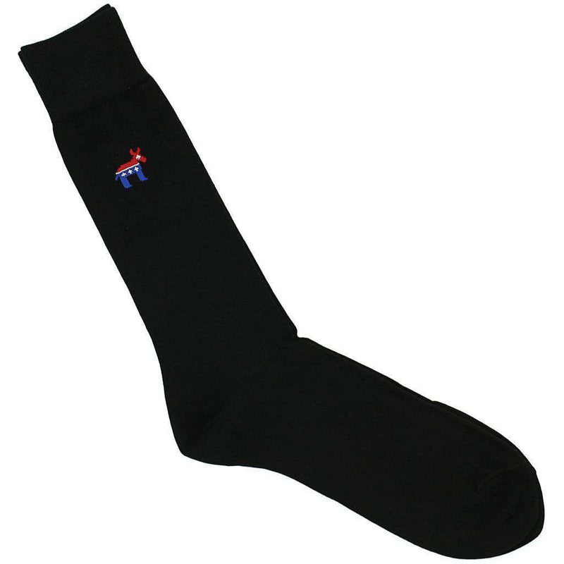 Democratic Donkey Socks in Black by Byford - Country Club Prep