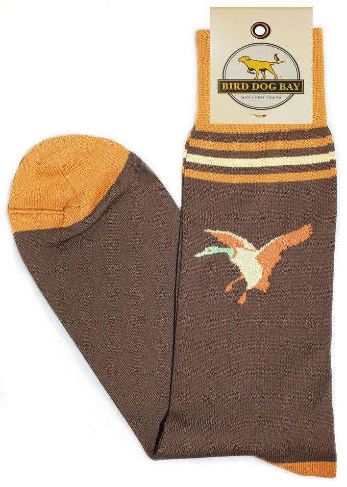 Downward Duck Socks in Brown by Bird Dog Bay - Country Club Prep
