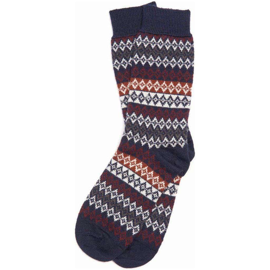 Men's Duxbury Fairisle Socks in Navy by Barbour - Country Club Prep
