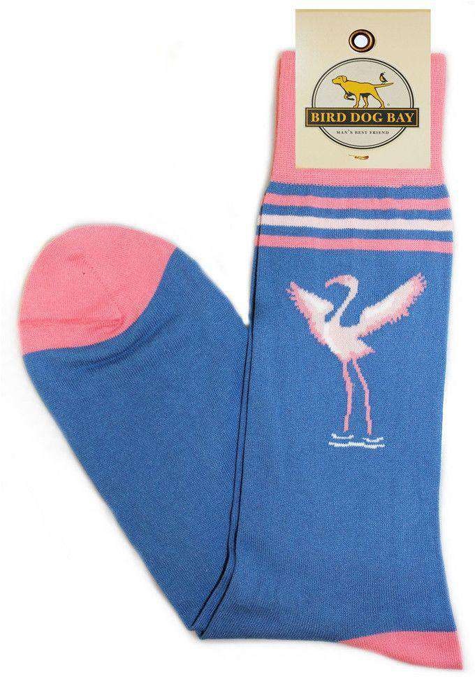 Bird Dog Bay Flamingo Folly Sporting Socks in Blue Country Club Prep