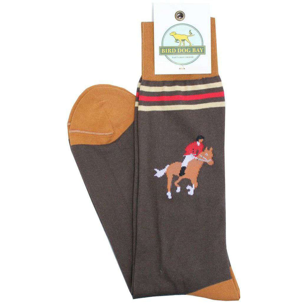Bird Dog Bay Fox Hunter Socks in Brown Country Club Prep
