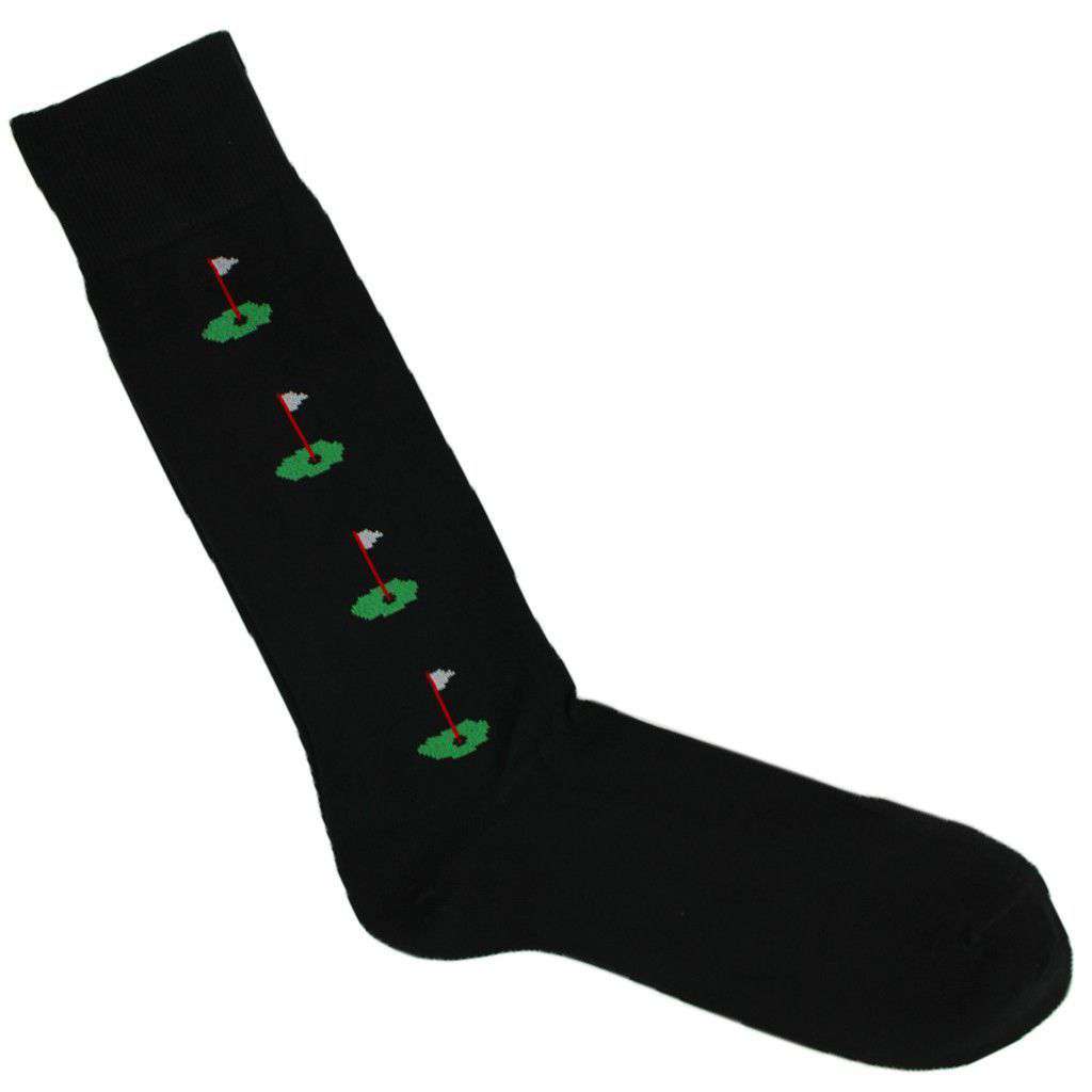 Golf Motif Socks in Black by Byford - Country Club Prep