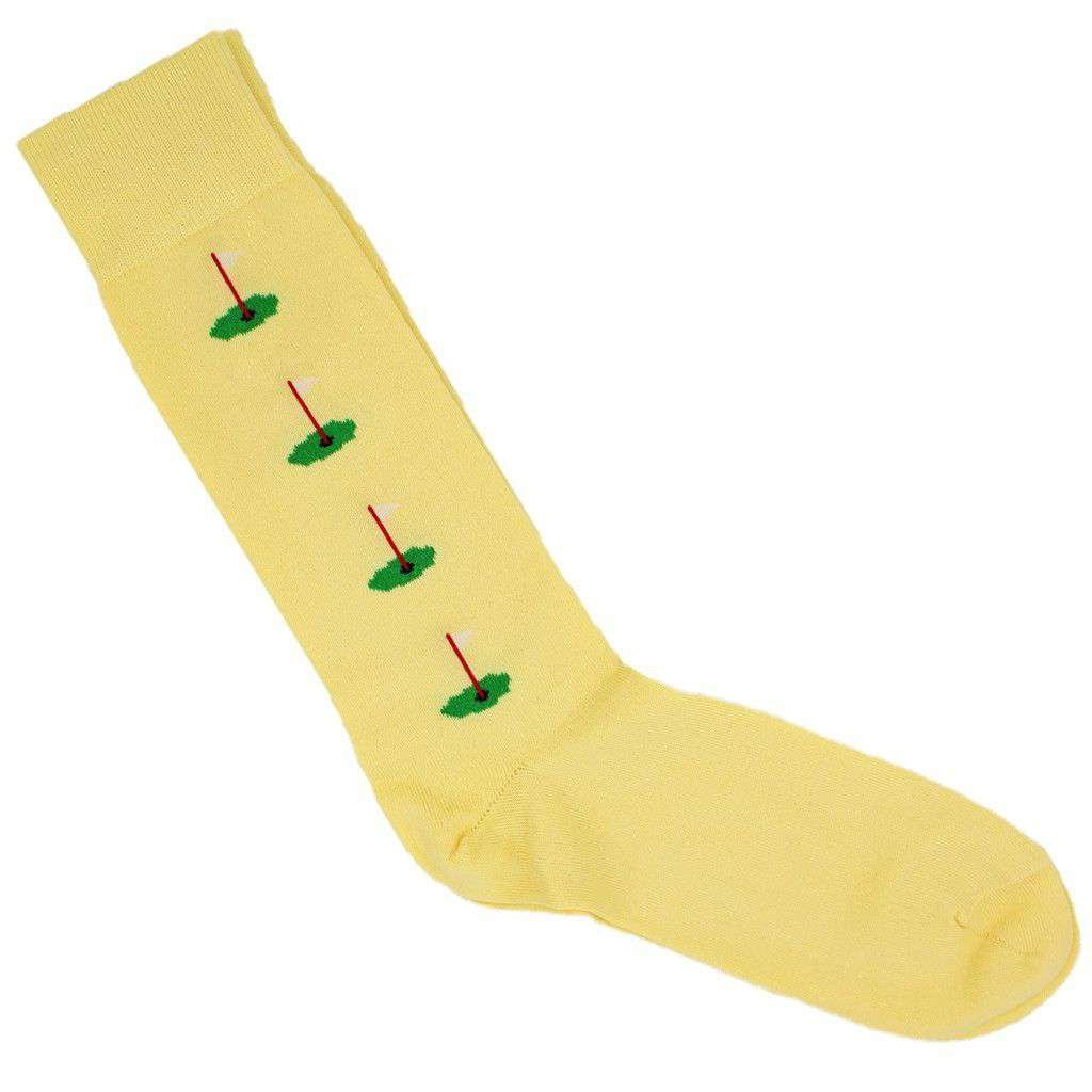 Golf Motif Socks in Yellow by Byford - Country Club Prep