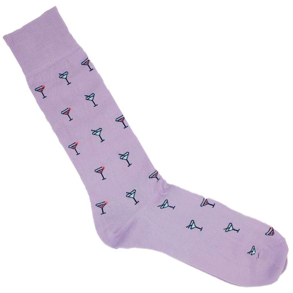 Martini Motif Socks in Light Purple by Byford - Country Club Prep