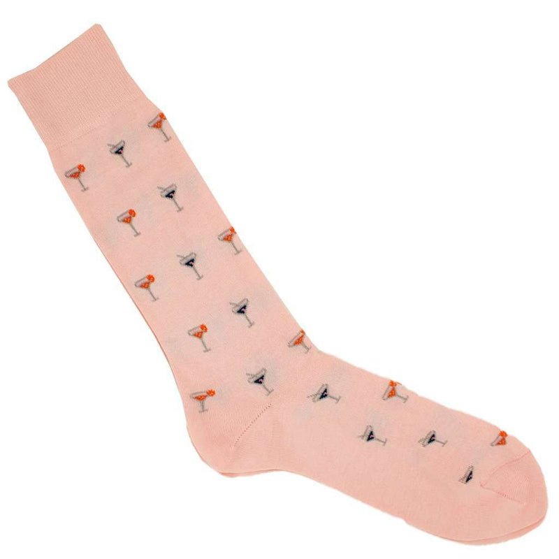 Martini Motif Socks in Pink by Byford - Country Club Prep