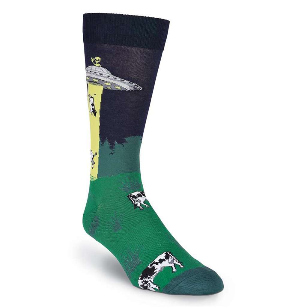 Men's Dairy Thief Crew Socks by K. Bell Socks - Country Club Prep