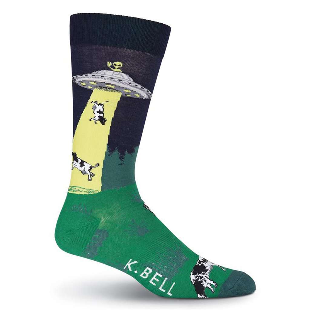 Men's Dairy Thief Crew Socks by K. Bell Socks - Country Club Prep