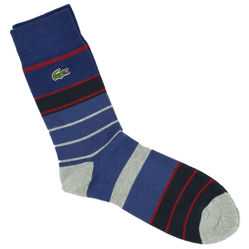 Men's Multi Stripe Socks in Red and Navy by Lacoste - Country Club Prep