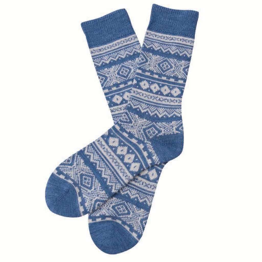 Onso Fairisle Socks in Denim by Barbour - Country Club Prep