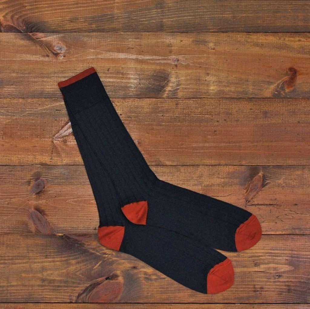 Pima Cotton Ribbed Solid Socks in Navy by Martin Dingman - Country Club Prep