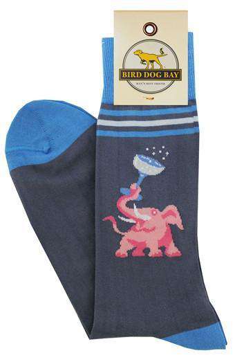 Pink Elephant Socks Dark Blue by Bird Dog Bay - Country Club Prep