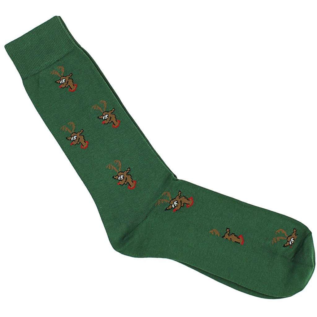 Rudolph Socks in Green by Byford - Country Club Prep
