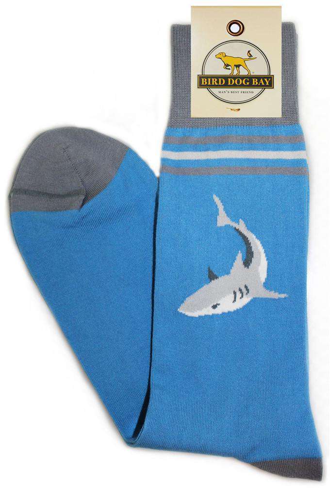 Shark Attack Sporting Socks in Cool Blue by Bird Dog Bay - Country Club Prep