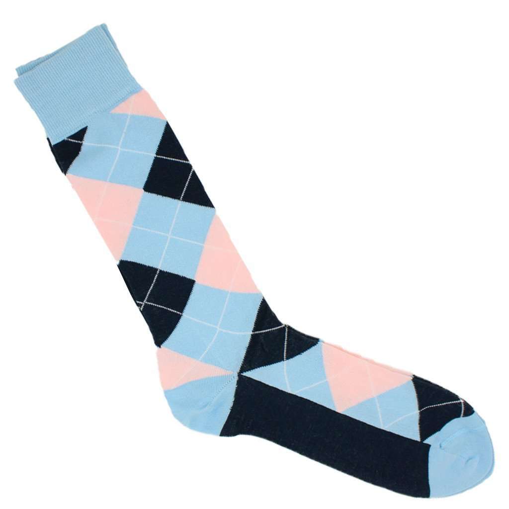 Spring Argyle Socks in Light Blue by Byford - Country Club Prep