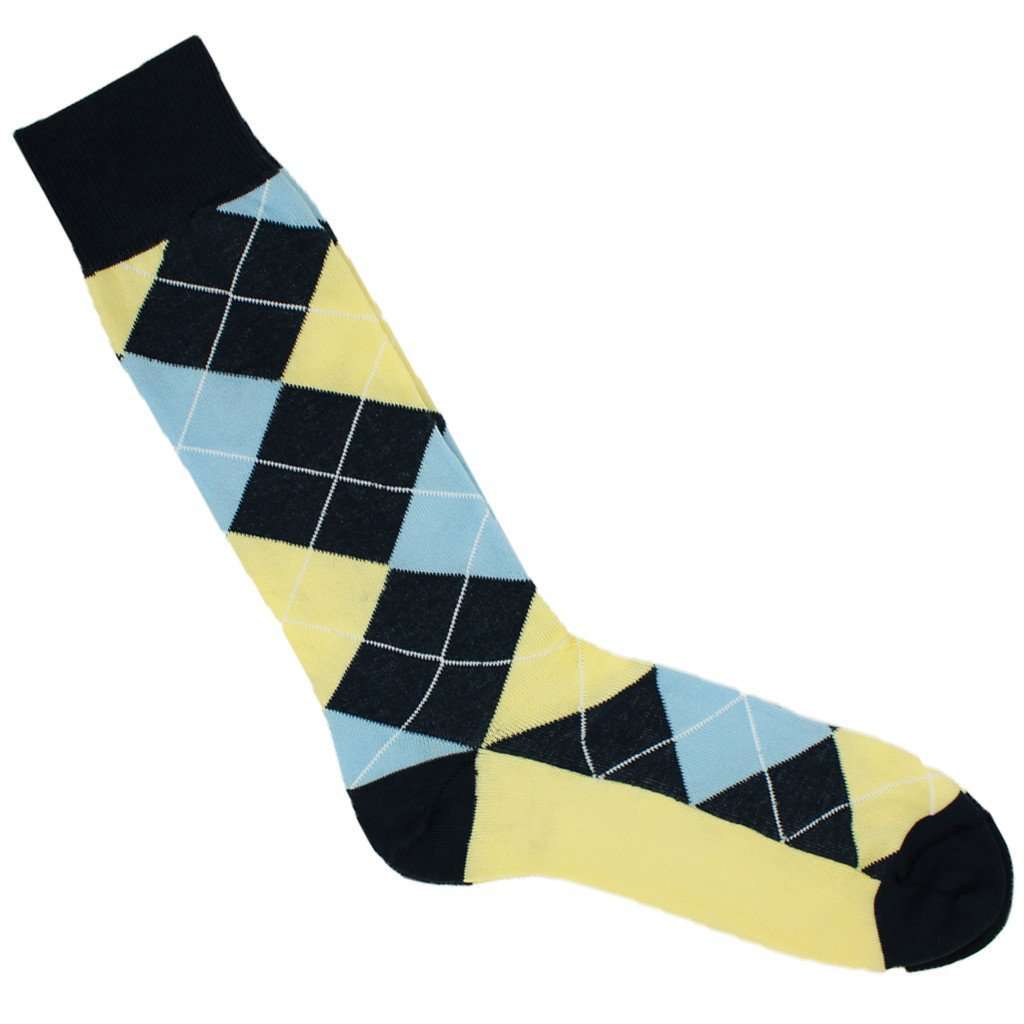 Spring Argyle Socks in Navy By Byford - Country Club Prep