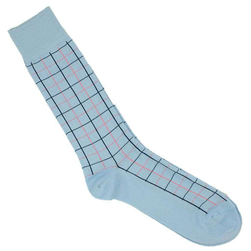 Spring Grid Socks in Light Blue by Byford - Country Club Prep