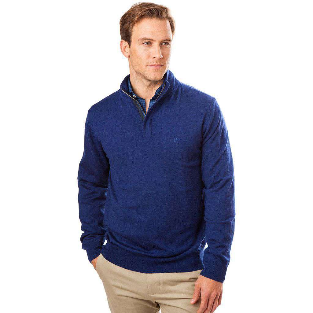 Captains 1/4 Zip Sweater in Blue Depths by Southern Tide - Country Club Prep
