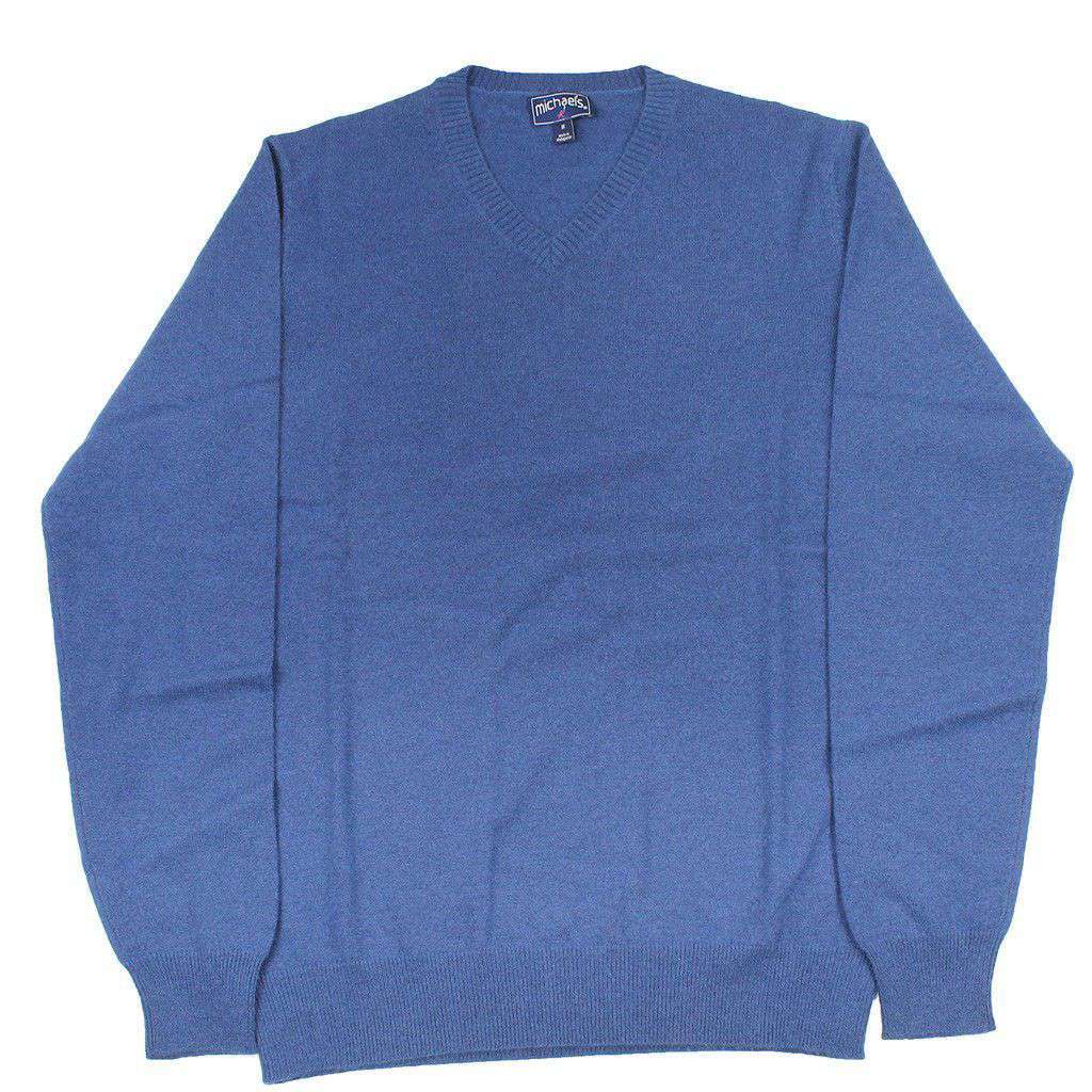 Cashmere V-Neck Sweater in Navy by Michael's - Country Club Prep