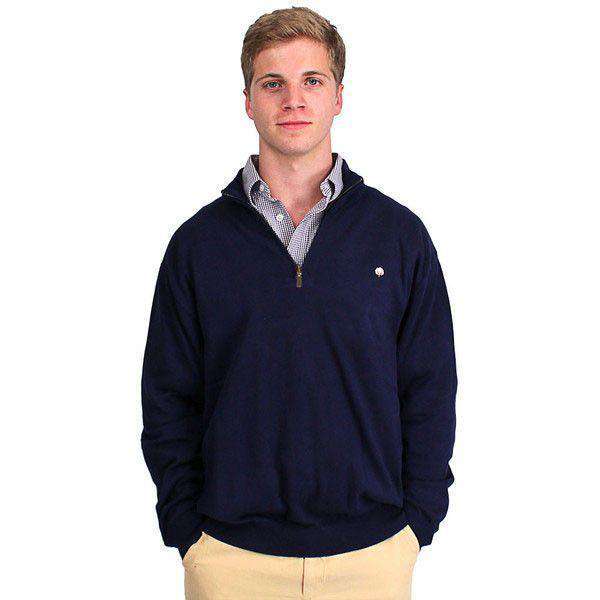 Cotton 1/4 Zip Sweater in Navy by Cotton Brothers - Country Club Prep