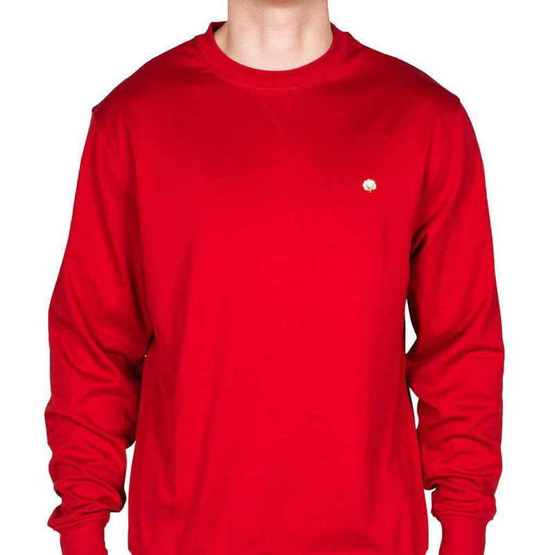 Cotton Boll Embroidered Crewneck Sweatshirt in Crimson by Cotton Brothers - Country Club Prep