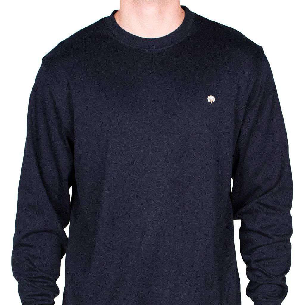 Cotton Boll Embroidered Crewneck Sweatshirt  in Navy by Cotton Brothers - Country Club Prep