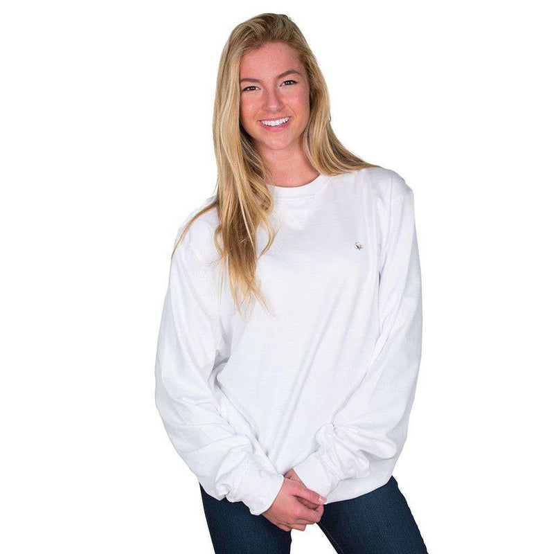 Cotton Boll Embroidered Crewneck Sweatshirt in White by Cotton Brothers - Country Club Prep