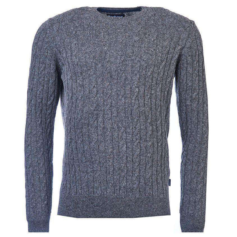 Essential Cable Crew Sweater in Grey Marl by Barbour - Country Club Prep