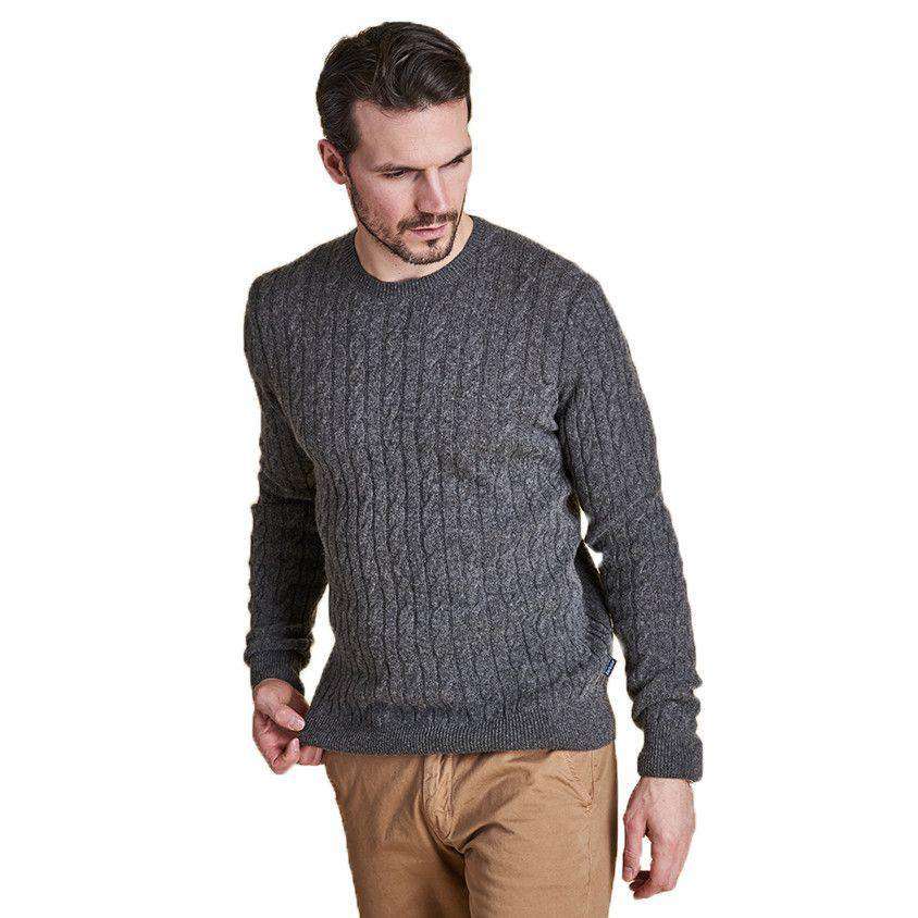 Essential Cable Crew Sweater in Grey Marl by Barbour - Country Club Prep