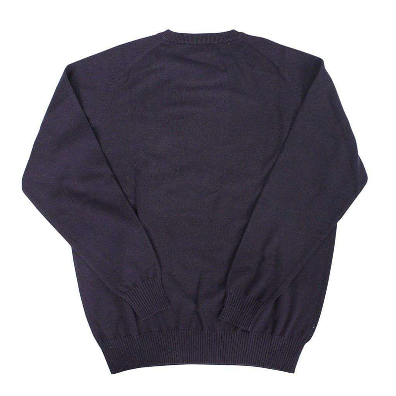 Country Club Prep Front Nine Cotton Crew Neck Sweater in Navy