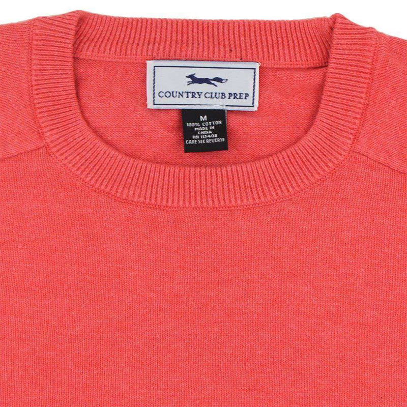 Front Nine Cotton Crew Neck Sweater in Salmon by Country Club Prep - Country Club Prep