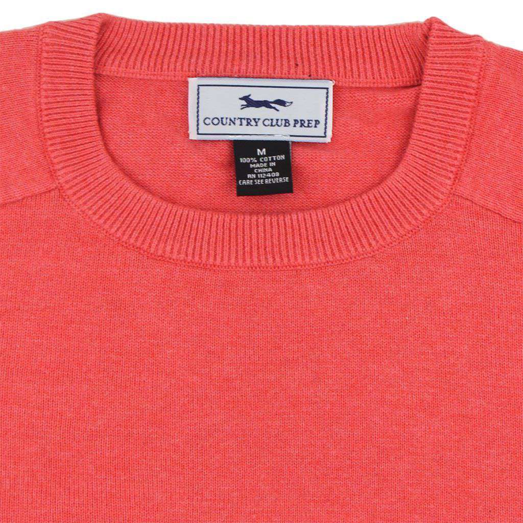 Front Nine Cotton Crew Neck Sweater in Salmon by Country Club Prep - Country Club Prep