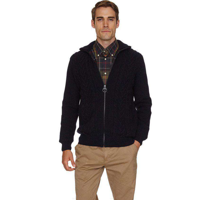 Gregor Zip Thru Jumper in Navy by Barbour - Country Club Prep