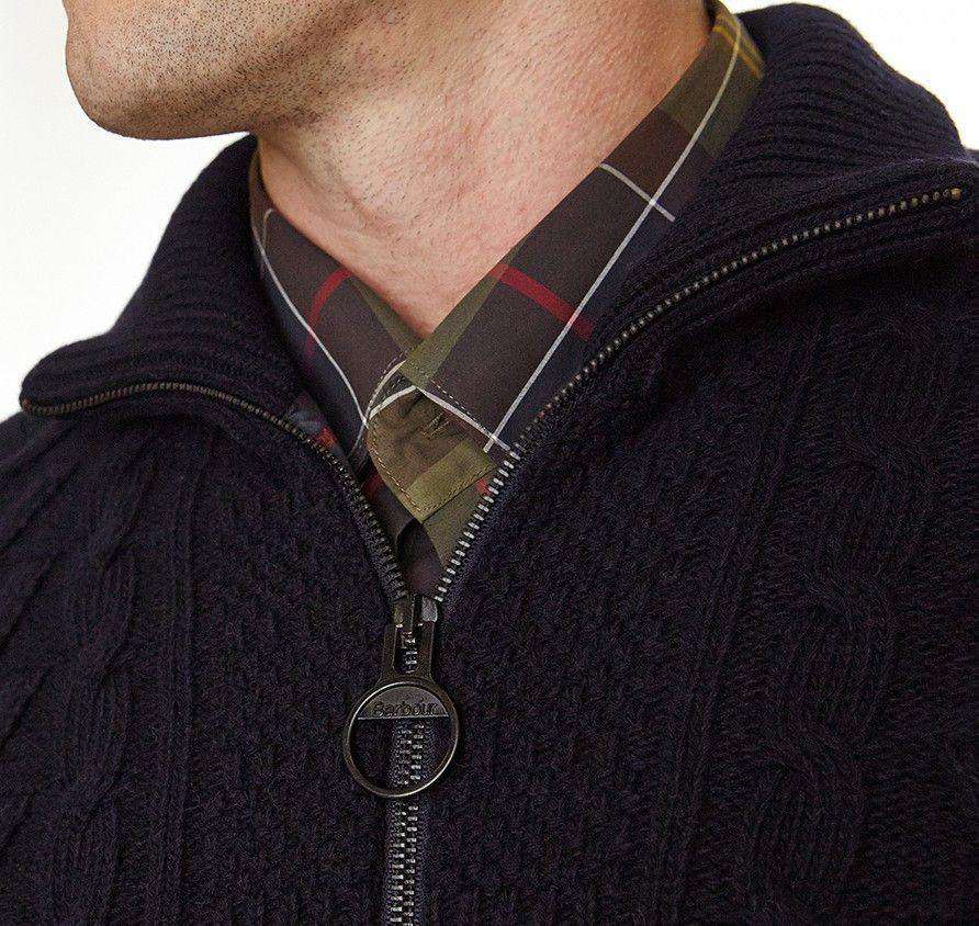 Gregor Zip Thru Jumper in Navy by Barbour - Country Club Prep