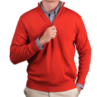 Happy Hour 1/4 Zip Merino Sweater in Burnt Orange by Country Club Prep - Country Club Prep