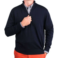 Happy Hour 1/4 Zip Merino Sweater in Navy by Country Club Prep - Country Club Prep