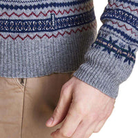 Harvard Fair Isle Crew Neck Sweater in Grey Marl by Barbour - Country Club Prep