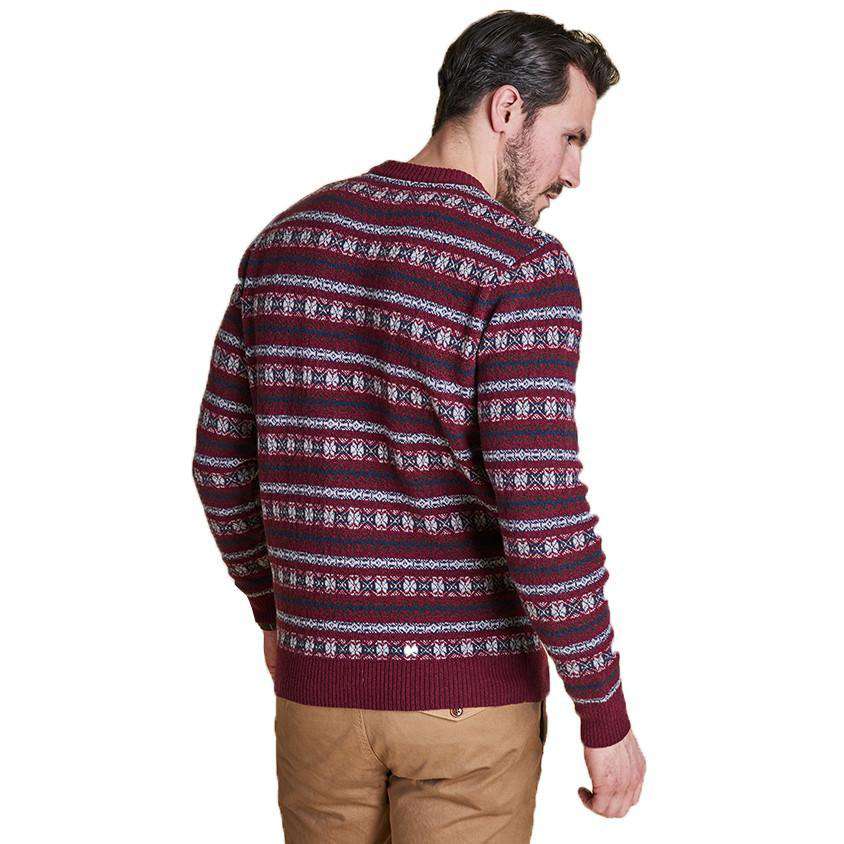 Harvard Fair Isle Crew Neck Sweater in Merlot by Barbour - Country Club Prep