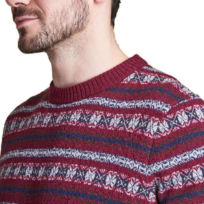 Harvard Fair Isle Crew Neck Sweater in Merlot by Barbour - Country Club Prep