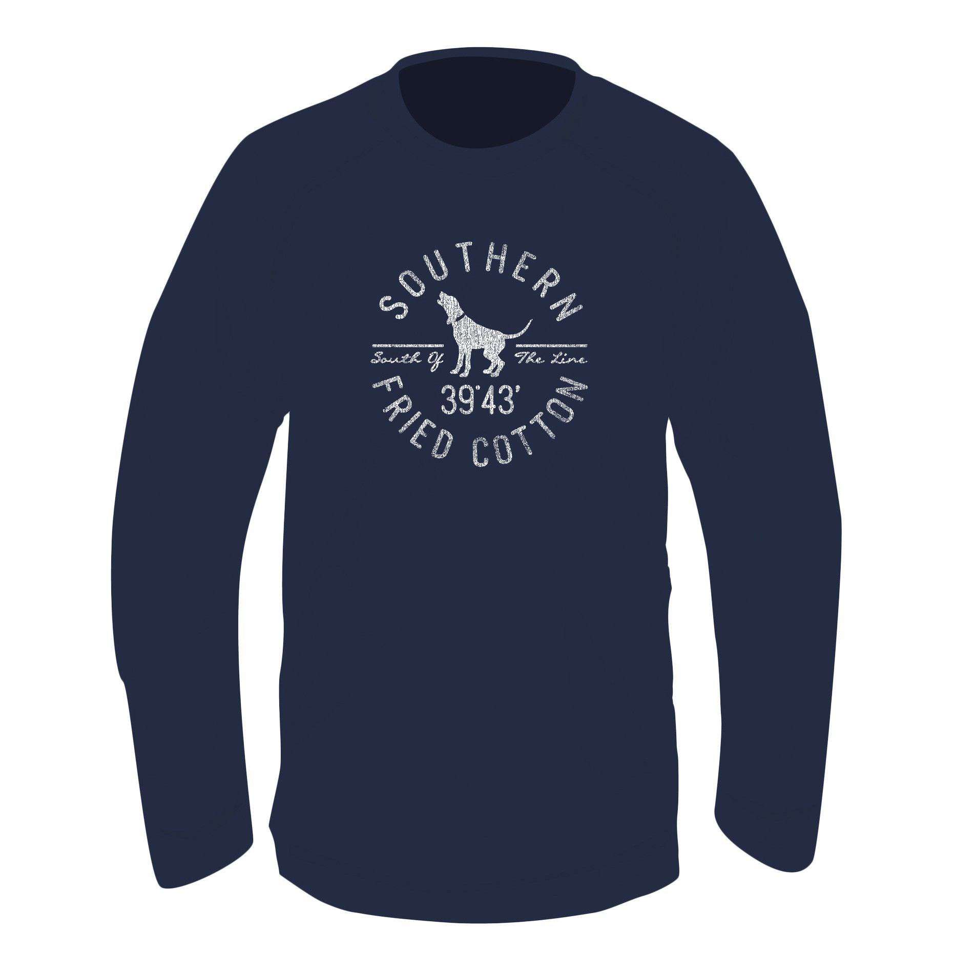 Hound Circle Crew Neck Fleece in China Blue by Southern Fried Cotton - Country Club Prep