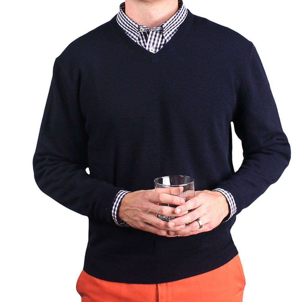 Ivy League Cashmere V-Neck Sweater in Navy by Country Club Prep - Country Club Prep