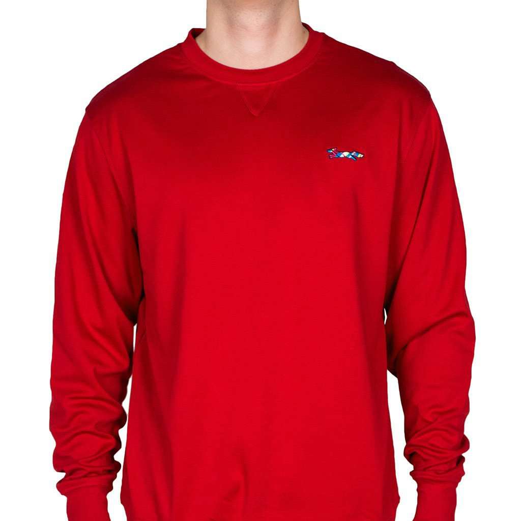 Longshanks Embroidered Crewneck Sweatshirt in Crimson by Country Club Prep - Country Club Prep