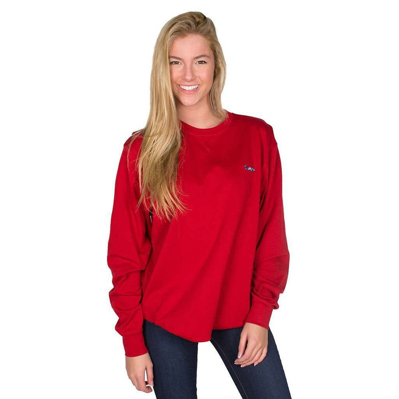 Longshanks Embroidered Crewneck Sweatshirt in Crimson by Country Club Prep - Country Club Prep