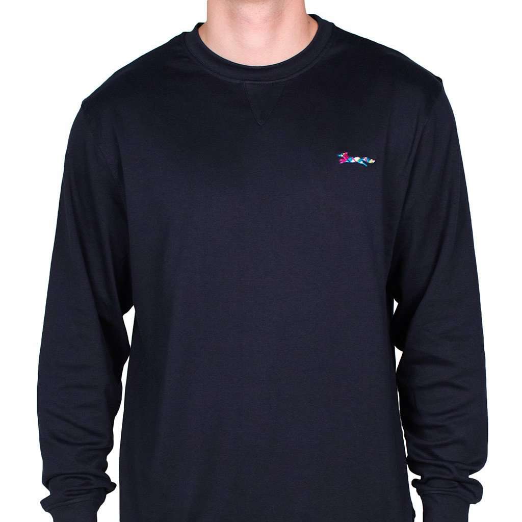 Longshanks Embroidered Crewneck Sweatshirt in Navy by Country Club Prep - Country Club Prep