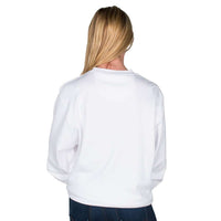 Longshanks Embroidered Crewneck Sweatshirt in White by Country Club Prep - Country Club Prep