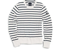 Nautical Stripe Crew Neck Sweater in Ivory and Navy by Sperry - Country Club Prep