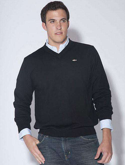 V-Neck Sweater in Black by Salmon Cove - Country Club Prep