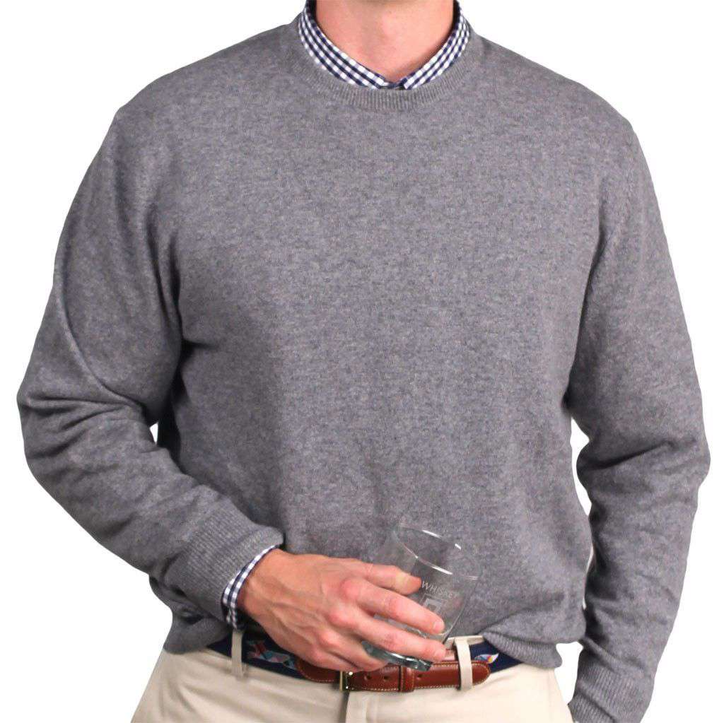 Yacht Club Cashmere Crew Neck Sweater in Heather Grey by Country Club Prep - Country Club Prep