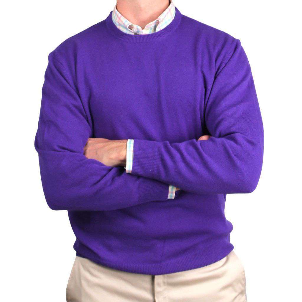 Yacht Club Cashmere Crew Neck Sweater in Iris Purple by Country Club Prep - Country Club Prep